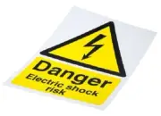 RS Pro ‘DANGER ELECTRIC SHOCK RISK’ SAFETY SIGN 420x297mm PP Black/Yellow