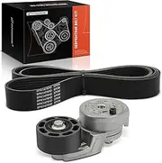 Engine Serpentine Belt Drive Kit Compatible with Freightliner Argosy, Cascadia, Century Class, Classic, Columbia, FLD112 & Kenworth T2000 & Western Star 4900 - L6 11.1L 12.7L 12.8L 14.0L