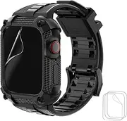 [Wristitani] Compatible with Apple Watch Band with Shockproof Rugged Case 40mm 41mm 44mm 45mm for iWatch Series 8/7/6/SE/5/4, Durable TPU Sport Strap with Full Coverage Screen Protector