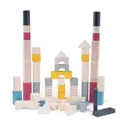 Bigjigs Toys Wooden Drum of 50 Building Blocks Construction Toy for Kids