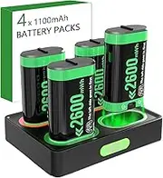 QIQIAZI Charger for Xbox Controller Battery Pack,High Capacity Xbox Rechargeable Battery Pack with Fast Charger Station, Led Indicator for Xbox One/S/X/Elite/Series X|S