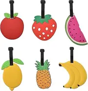 [Vekwise] 6 Pack Cute Colorful Fruits Luggage Tags Labels Travel Suitcase Tags Luggage Identifier Tags Summer Beach Holiday Baggage Tags ID Labels Personalized Bag Label