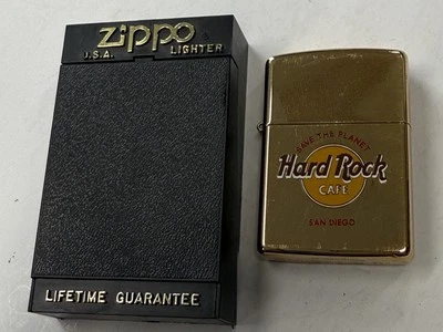 ZIPPO 1932-1990 HARD ROCK CAFE SAN DIEGO BRASS LIGHTER UNFIRED IN BOX X736