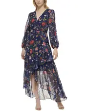 Eliza J Printed Chiffon Midi Dress