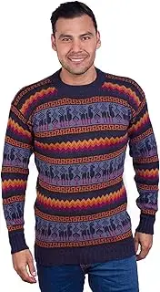 [INTI ALPACA] Intialpaca Crewneck Navy Blue Alpaca Sweater for Men