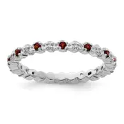 Sterling Silver Stackable Expressions Garnet u0026 Diamond Ring