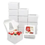 20pcs Cookie Boxes 4x4x2.5 Inches Bakery Boxes with Window Treat Boxes Chocol...