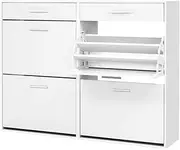 Artiss Shoe Cabinet with 4 Flip Drawers, 36 Pairs Shoe Storage Cabinet Organiser, Free Standing Shoe Shelf Footwear Organizer for Bedroom Closet Hallway Entryway, White