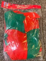 NEW NIP CHRISTMAS ELF COSTUME COSPLAY RED GREEN 4 PC HAT DRESS BOOTIES OS