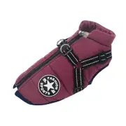 Warm Waterproof Jacket With Harness For Pet Dog Winter Comfy Cotton Apparel Padded Vest Purple L