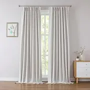 [Kayne Studio] Blackout Pinch Pleated Curtains,Linen Textured Pleated Drapes for Living Room,Thermal Insulated Window Curtains,Back Tab with 9 Pin Hooks (Natural Beige,40" x 95",1panel)