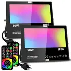 Led Flood Light 500W Equivalent, RGBW Led Outdoor Lights Colored Floodlight w...