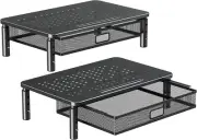 ELIVED 2 Pack Monitor Stand Riser with Drawer, 3 Height Adjustable with Larger S