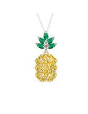 Necklaces Cubic Zirconia Gold Pineapple Pendant Necklace - Gold