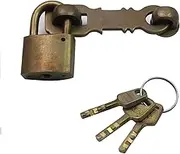Padlock Lock,Antique Heavy Duty Door Lock,Vintage Retro Solid Brass Gate Lock,Dark Brass Hasp+Padlock