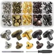 50Sets Chicago Screws Leather Rivets Assorted Screw Rivets Metal Mixed in Box
