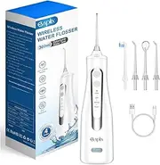Evaplex Professional Cordless Water Flosser for Teeth, Braces & Gums – 4 Modes, 4 Nozzles, 300ml Detachable Water Tank, IPX7 Waterproof, USB-C Rechargeable, Low Noise, Portable Oral Irrigator – White