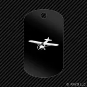 Flying Piper J3 Cub Keychain GI dog tag engraved many colors airplane plane