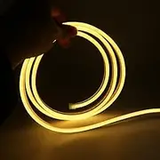 XUNATA 0.5m Warm White LED Neon Light Strip with Switch, 5V USB Powered, Coloured PVC Tube Lights, IP65 Waterproof, Flexible, Cut to Size for DIY Home Commercial Decoration