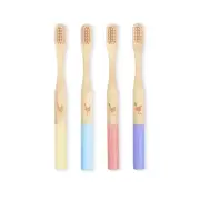 Kids Bamboo Toothbrush with Soft Bristles, Set of 4 Eco Friendly Toothbrushes...