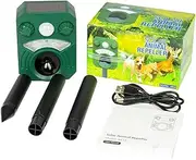 Solar Ultrasonic Animal Repellent, Cat Raccoon Repellent Outdoor with Motion Detection Waterproof Animal Repeller for Yard Garden Farm Outdoor (1, Black)