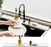 Faucet Mat for Kitchen Sink - 30" Diatomaceous Earth Faucet - Sink Splash Guard for Kitchen, Bathroom, and Laundry Room Faucets - White