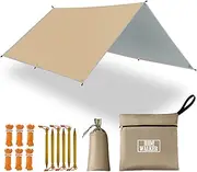 3x5m Camping Tarp Waterproof Tent Tarpaulin Lightweight Hammock Rain Fly Anti-UV Awning Canopy Waterproof Outdoor Shelter