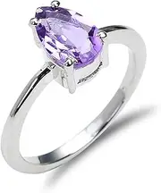 [HIMALYA QUARTZ] Gemstone Ring 925 Sterling Silver Natural Amethyst Ring For Women Men Pear Shape 6x9mm Ring Vintage Handmade Statement Ring R-189-197-P