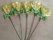Set of Mini Horse Decorations - Green, Gold Mane, Tail, Flowers