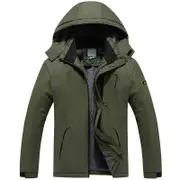 Nevenka Mens Skiing Snowboarding Jackets Fleece Hood Mountain Snow Coat-ArmyGreen