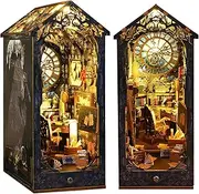 Losbenco Book Nook Kit, DIY Dollhouse Booknook Bookshelf Insert Decor Alley, Miniature Kit with Lights, 3D Wooden Puzzle Decorative Bookend Model Kits for Kids/Adults (JT-SL07)
