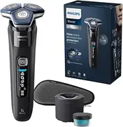 Philips Shaver Series 7000 Electric Shaver with Quick Clean Pod + Travel Pouch, SkinIQ Technology, SteelPrecision Blades, Nano SkinGlide Coating and Motion Control Sensor, Ink Black, S7886/50