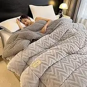 Heavy Winter Sherpa Quilts King Size, Super Warm Lambswool Comforter Thickened Double Sided Fluffy Lamb Fleece Comforter Core Winter Quilt Blanket(C,200x240cm/5.0kg)