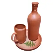 Ceylon Clay Pot Bottle Eco Friendly Hand Made 750ml Brown Bottle with FREE Mug
