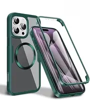 Jarttarn Clear Case for iPhone 16 Pro Max (2024),Magnetic Ultra-Thin Phone Case with Front Screen Protector,Compatible with Car Bracket & Wireless Charging,Anti-Fall Protective Back Cover (Green)