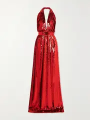 [Rodarte] Rodarte - Embellished Sequined Crepe Halterneck Gown - Red - US6 US 6 Red