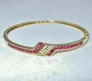 3.40CT Round Cut Simulated Ruby Pretty Bangle 925 Silver Yellow Gold Plated