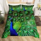 Peacock Duvet Cover King Size Green Cute Animal Pattern Bedding Set Peacock F...