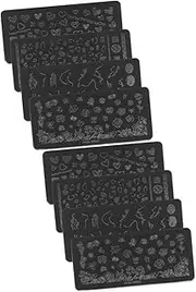 8 Pcs Nail Template Nail Stamping Stencils Nail Art Stamper Nail Stamping Plates Nail Stamps Stencils Nail Polish Stamping Kit Nail Kit Manicure Stainless Steel Equipment