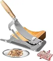 Biltong Cutter Jerky Slicer Chinese Medicine Slicer Manual Meat Slicer Cutter with Oak Board, Stainless Steel Tray and Sharpening Steel,for Chinese Herbs, Biltong, Beef Jerky,Bacon or Cooked Meat