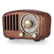 Vintage Radio Bluetooth Speaker with Strong Bass Bluetooth 4.2 Wireless Connection-Walnut Wooden