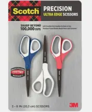 3x 3M SCOTCH ULTRA EDGE TITANIUM SUPER SHARP PRECISION SCISSORS SCISSOR