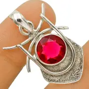 Natural 3CT Treated Ruby 925 Solid Sterling Silver Pendant @B11-5