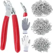 360Pcs 3/4" 1/2" 3/8" Galvanized Hog Rings with Hog Ring Pliers Angled Assort...