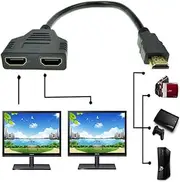 HDMI Cable 1080P Male to Dual HDMI Female 1 to 2 Way HDMI Splitter Adapter for HDMI HD,LED,LCD,TV (Black)