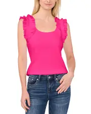 CeCe Ruffle Sleeve Ribbed Top