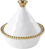 Golden Salerno Titanium-Plated Porcelain Small Tagine, 5 X 5In