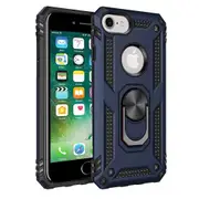 For Apple iPhone 7 Plus /8 Plus Case, Military Grade 360 Degree Rotating Metal Magnetic Ring Car Mount Holder Kickstand Shockproof Heavy Duty Cover (Navy Blue)