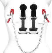 Nipple Clamps Nipple Suckers Nipple Clips Stainless Steel Non Piercing Nipple Rings Decorative Clip for Women Adjustable Pressure Breast Clamps for Adult Pleasure Toys (red)