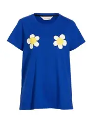 NEW PETER ALEXANDER COBALT BLUE DAISY TEE TOP M RRP$49.95 COTTON